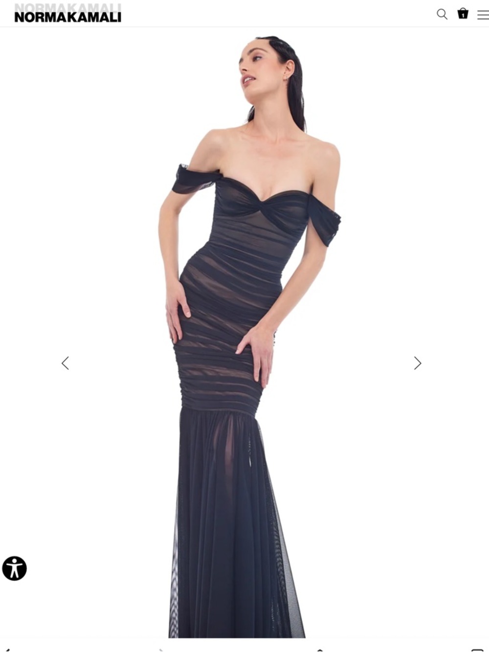 Norma Kamali Black Mesh Walter Mermaid Gown. Size XS Nwt’S